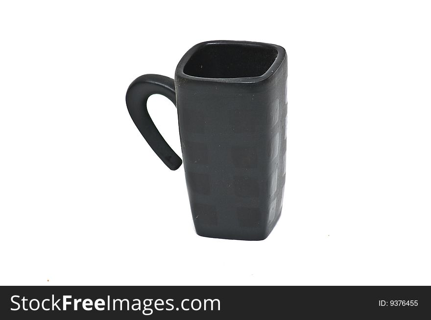 Photo of isolated black coffee cup. Photo of isolated black coffee cup