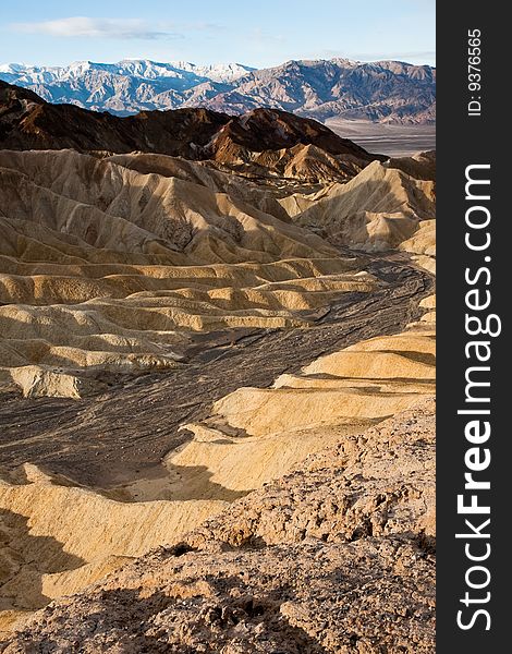 Golden Canyon at sunrise in Death Valley National Park, California.