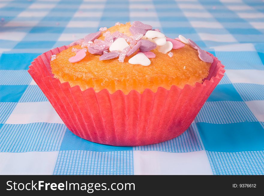 Tasty Cupcake With Hearts Decoration