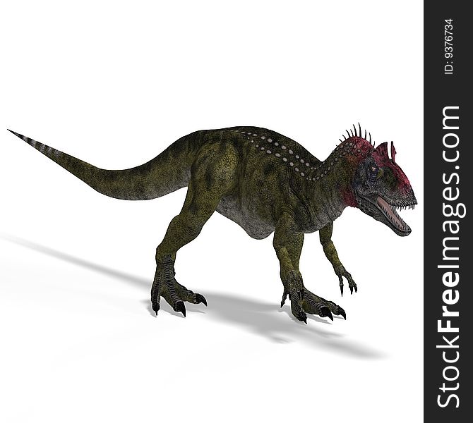 Frightening dinosaur cryolophosaurus With Clipping Path over white