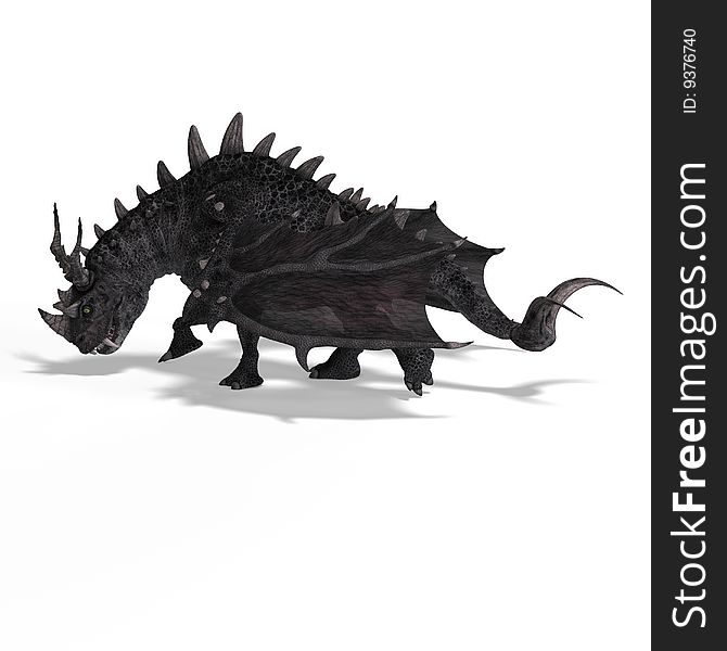 3D Rendering of a huge Fantasy Dragon with Clipping Path. 3D Rendering of a huge Fantasy Dragon with Clipping Path