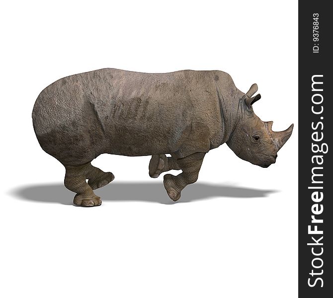 Rendering of a Rhinoceros with clipping path over white. Rendering of a Rhinoceros with clipping path over white