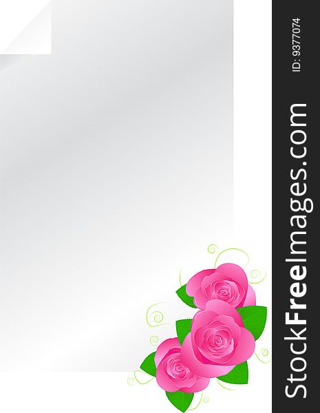 Paper With Pink Rose Template
