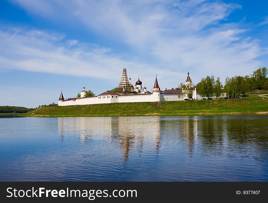 View of the Orthodox monastery, located on the bank of the river