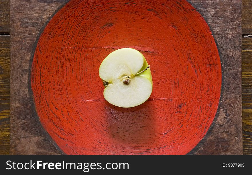 Half of a fresh green apple