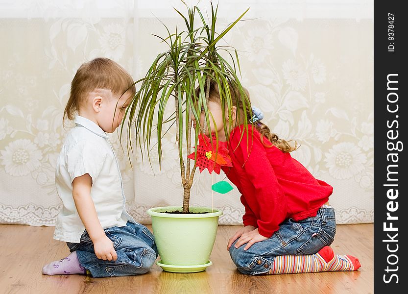 A girl teasing a boy