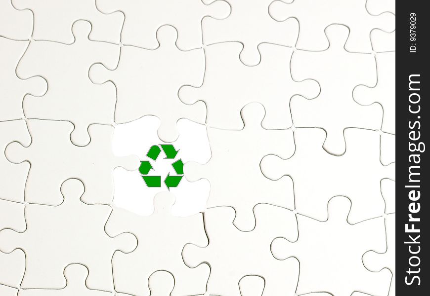 Picture of puzzle with  missing piece - recycle fill. Picture of puzzle with  missing piece - recycle fill