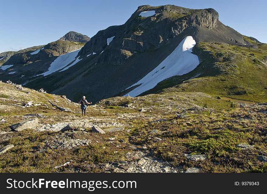 Alpine ridge hiker