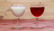 Glasses With Wine And Milk Stock Photos Glasses With Wine And Milk Stock Photos