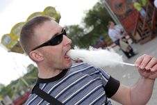 Man Eats Candy Floss Stock Image Man Eats Candy Floss Stock Image