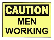 Caution Men Working Sign Stock Photo Caution Men Working Sign Stock Photo