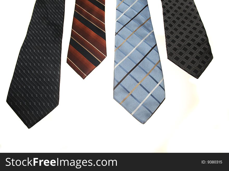 Ties hanging photographed from upward angle