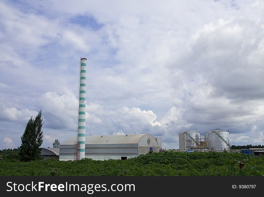 Ethanol factory in cassava field, Thailand