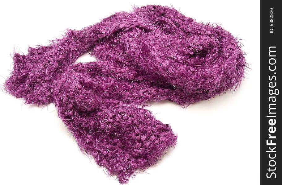 Purple scarf 	
photography studio on a white background in the foreground