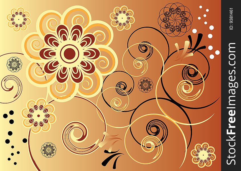 Floral elements are featured in an abstract background illustration. Floral elements are featured in an abstract background illustration.