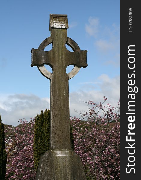 Celtic cross and the sky as a background. Celtic cross and the sky as a background