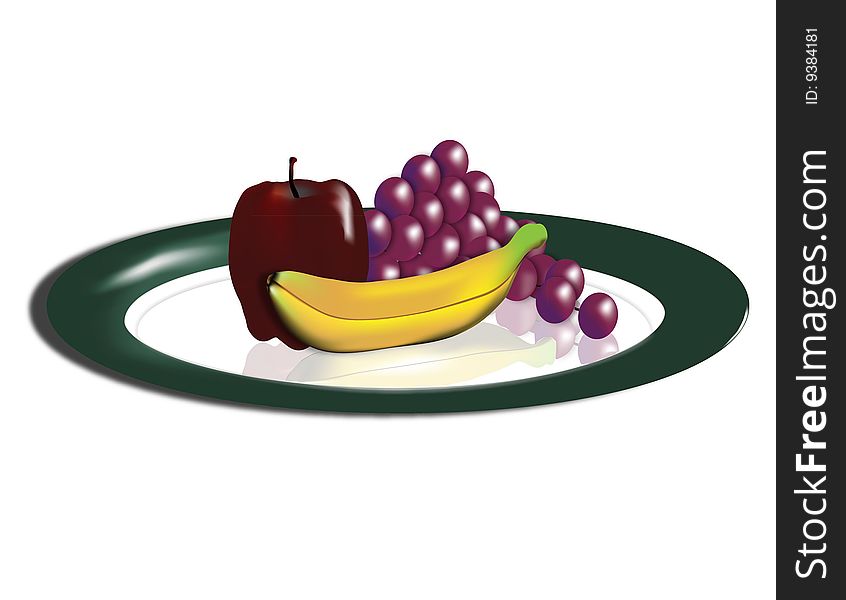 A plate with assorted fruit. A plate with assorted fruit