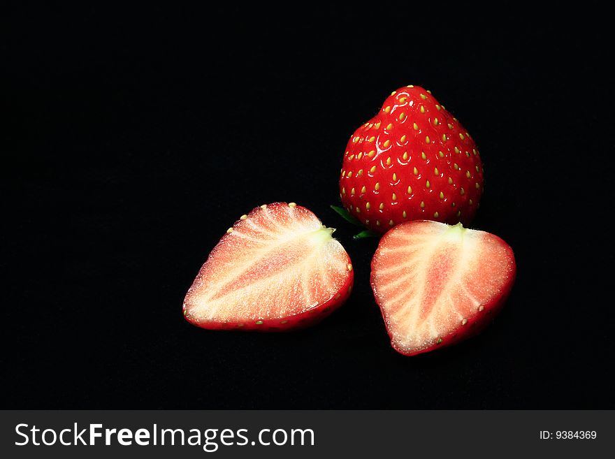 One and two half strawberrys. One and two half strawberrys.
