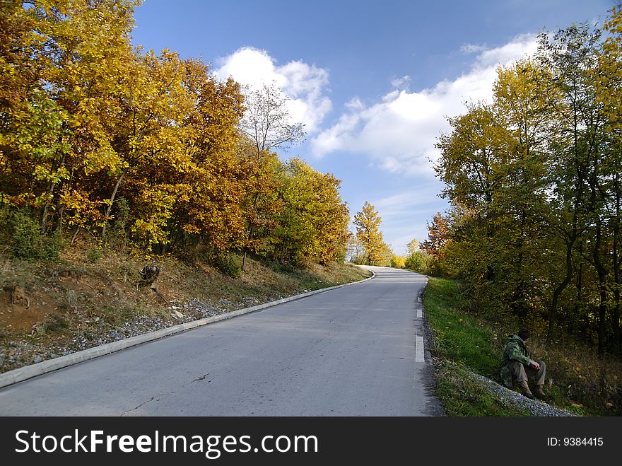 Road, Beautiful autumn landscape in Serbia,fall colors in nature. Road, Beautiful autumn landscape in Serbia,fall colors in nature.