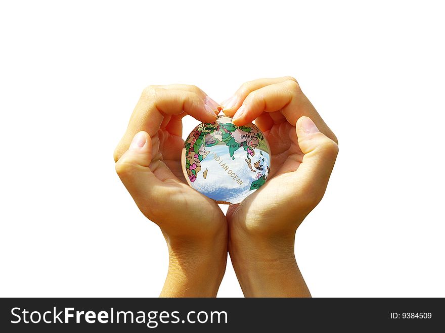 Globe on the human hand