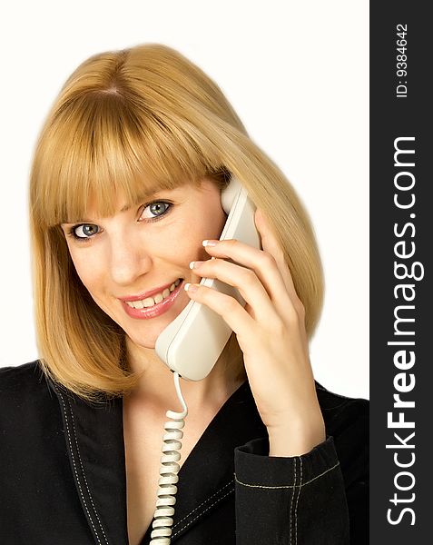 Attractive young woman calling by phone. Attractive young woman calling by phone