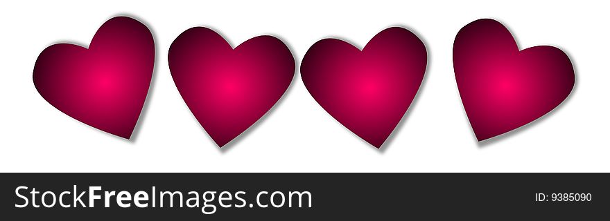 Four  heart shape on a white background. Four  heart shape on a white background
