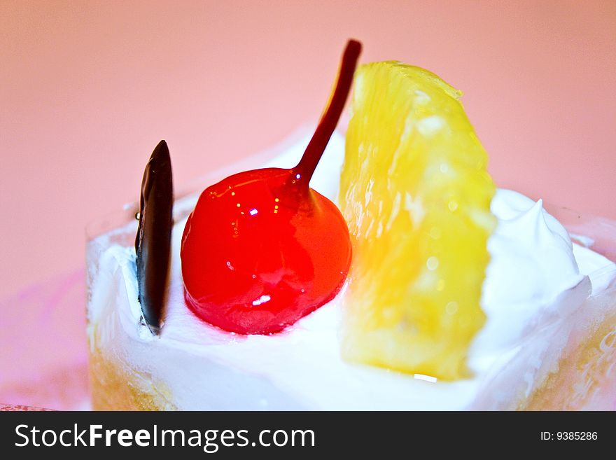 The delicious fruit cream cake. The delicious fruit cream cake