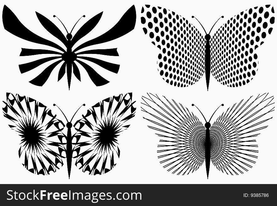 Vector illustration of artistic butterflies