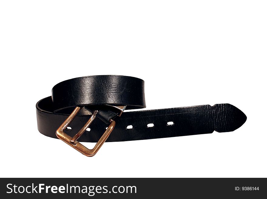 Vintage leather belt isolated on white
