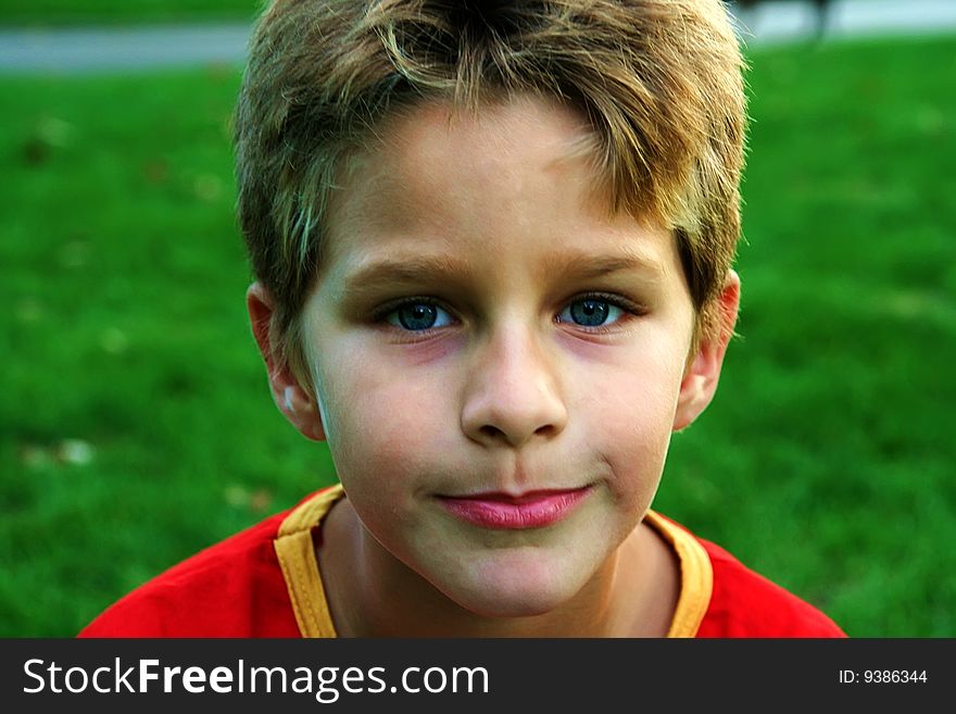 Cute young boy in the park