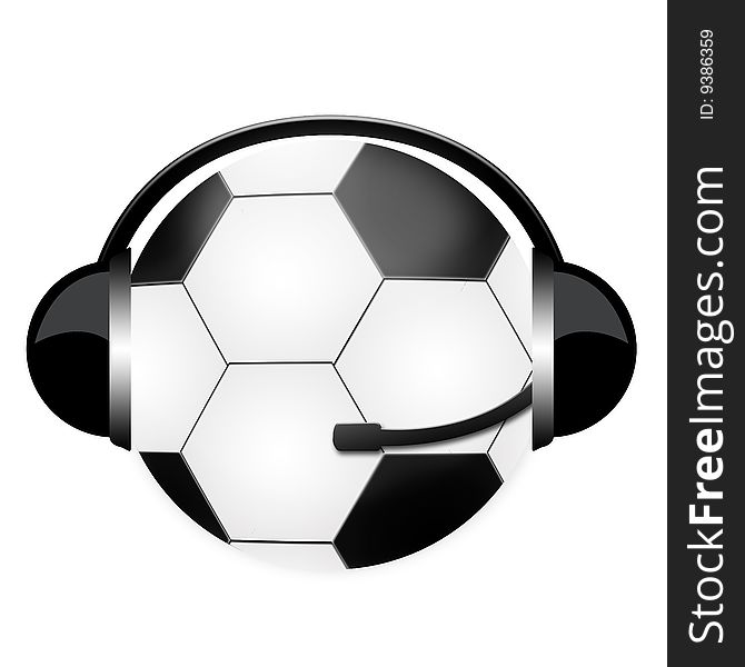 Football ball headphones sign sport commentator. Football ball headphones sign sport commentator