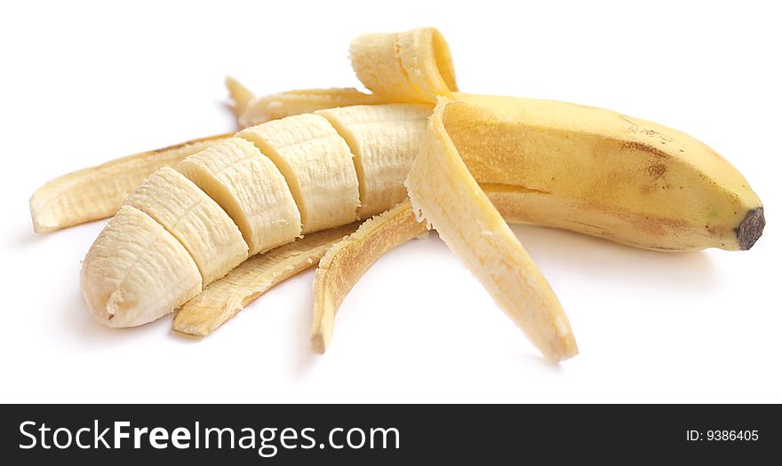 Peel of a banana on white background
