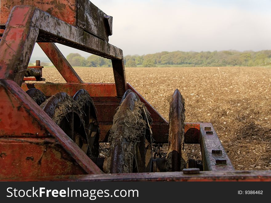 Image of plough at edge of field