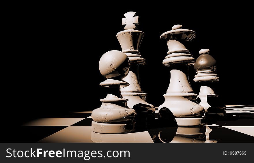 3d illustration of the chess set