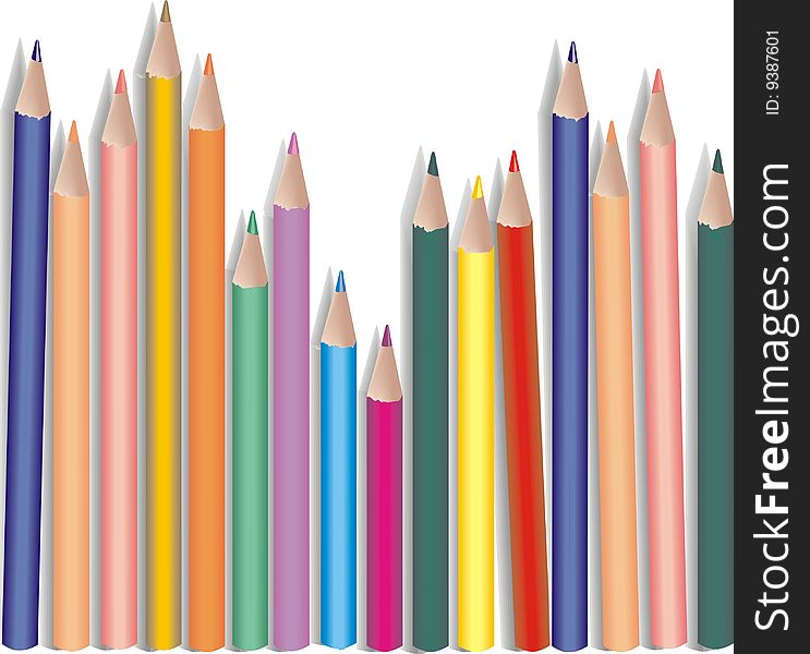 Pencils of colors on a white background