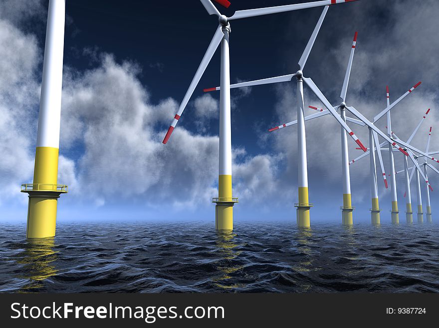 Wind turbines farm