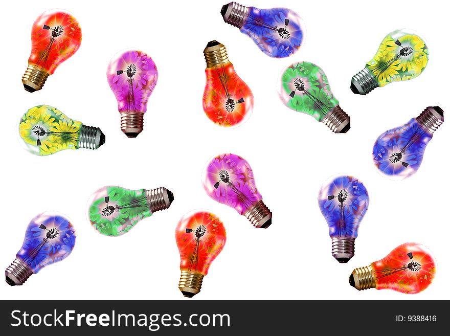 Colourful light bulbs isolated on a white background. Colourful light bulbs isolated on a white background
