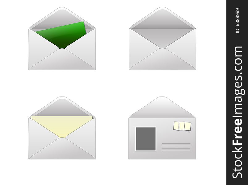 Four an illustrate open envelope