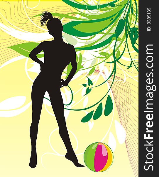 Girl with ball. Abstract spring composition. Vector illustration. Girl with ball. Abstract spring composition. Vector illustration