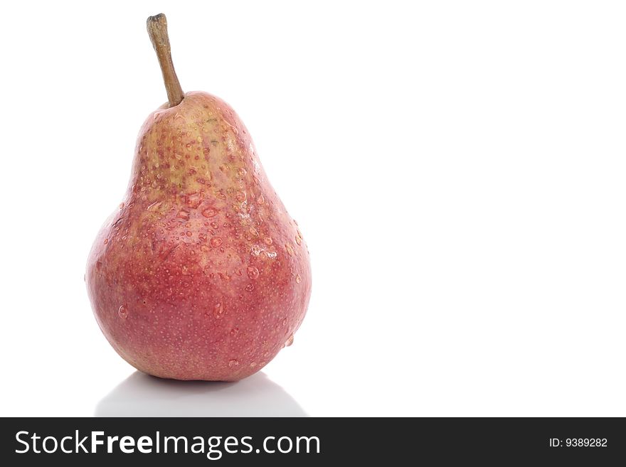 Red pear isolated over white background. Red pear isolated over white background