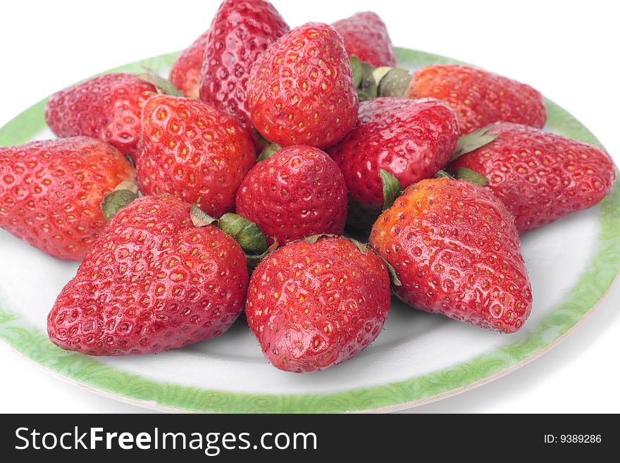 Fresh Strawberries Over White