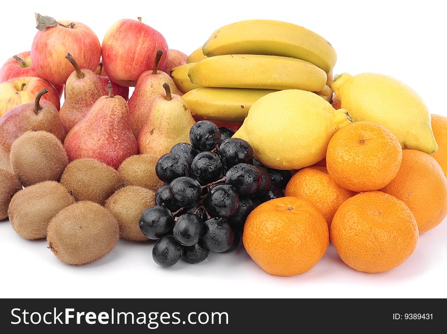 Fruit selection  isolated over white. Fruit selection  isolated over white