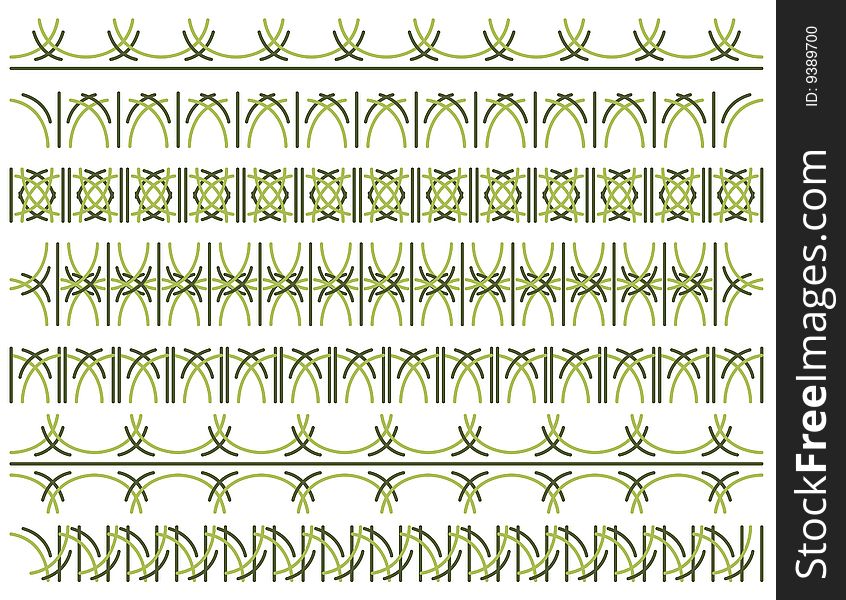 Seven decorative lines,  vector illustration