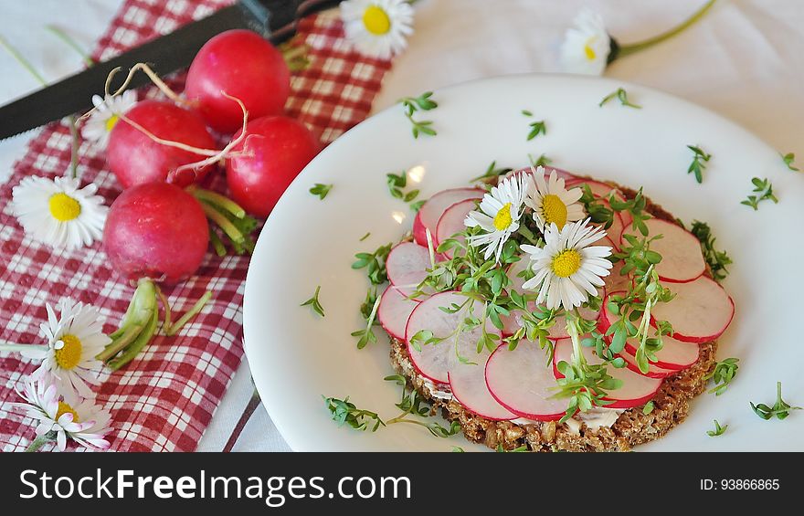 Plate Of Sliced Radishes