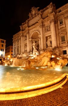 The Trevi Fountain At Night Stock Photo