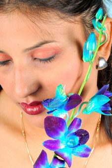 Girl With Flower Stock Photos