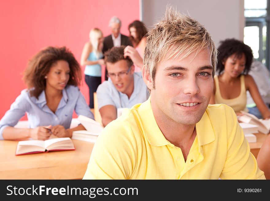 Portrait of male student looking at camera.