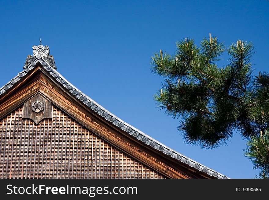 Detail of a temple's roof in Kyoto, Japan. Detail of a temple's roof in Kyoto, Japan