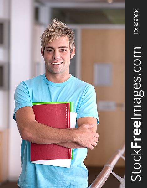 Portrait of male student looking at camera. Portrait of male student looking at camera.