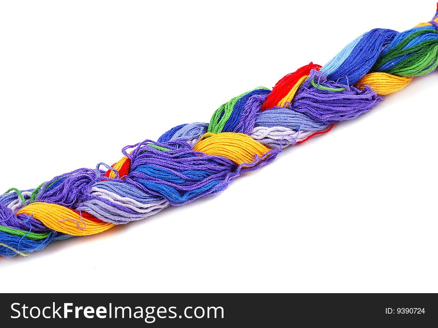 Plait of colour cotton threads for embroidery and needlework.